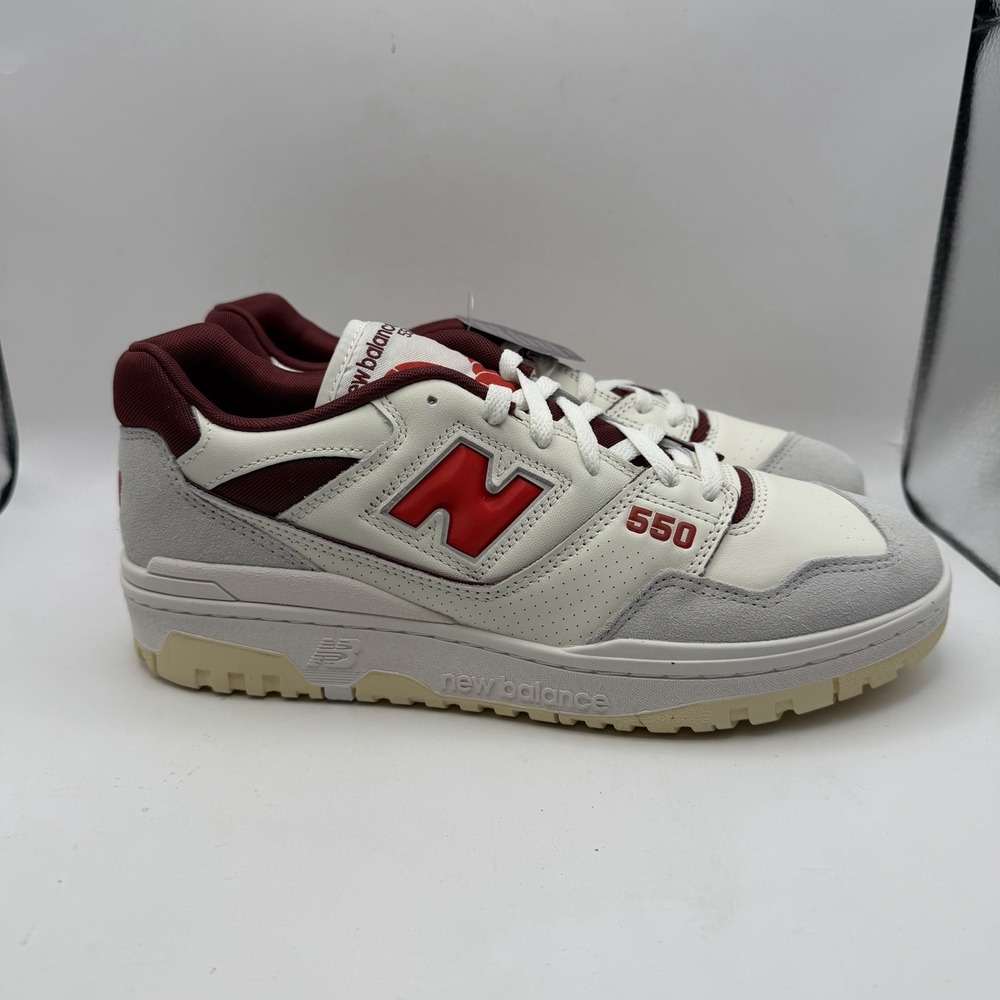 NIB NEW BALANCE 550 WHITE/RED BB550EMR Sea Salt/True Red Mens Sz 12 $110 - Picture 2 of 9